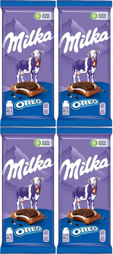 Шоколад Milka молочный с печеньем Орео и ванильной начинкой, комплект ...