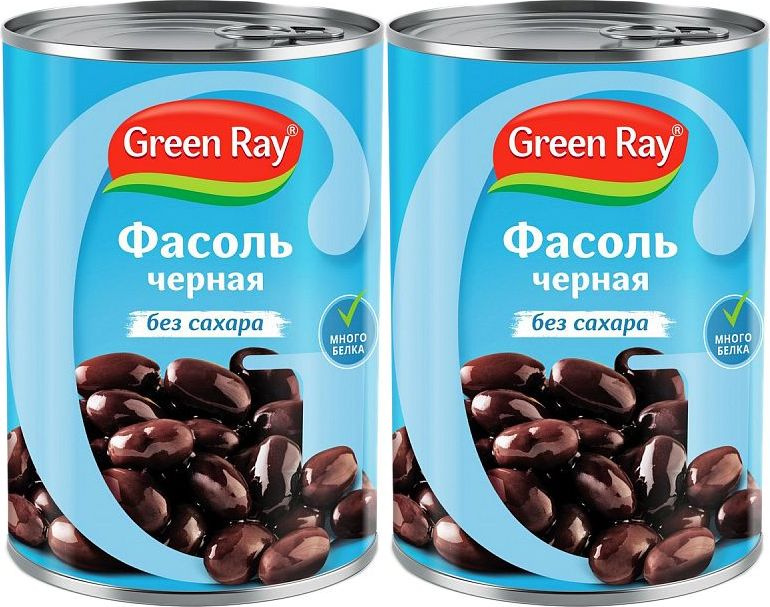 Фасоль Green Ray черная, комплект: 2 упаковки по 400 г #1