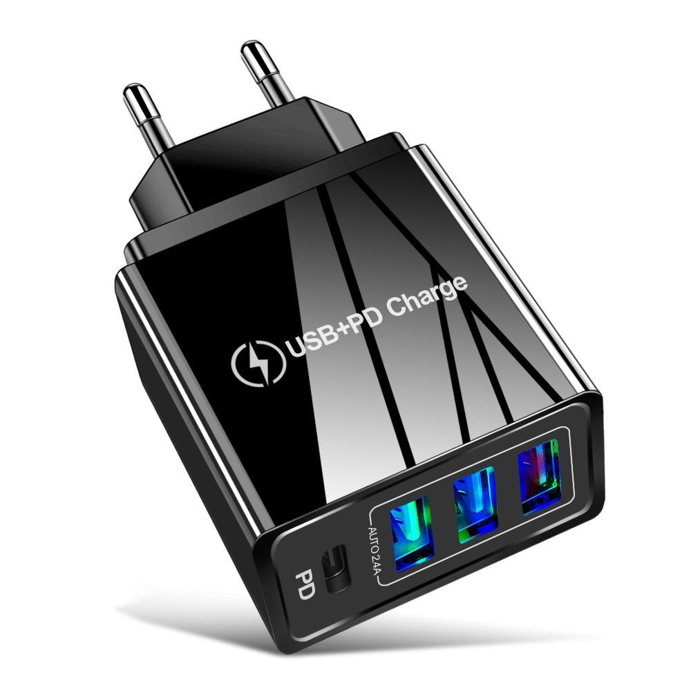 Сетевое зарядное устройство HB-H 3хUSB + PD Type-C 3,1 А, USB 3.1 Type ...