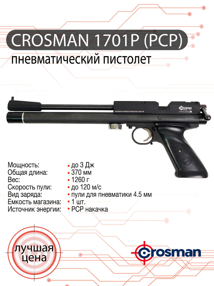 Пистолет пневматический Crosman 1701P (PCP), калибр 4,5 мм #1