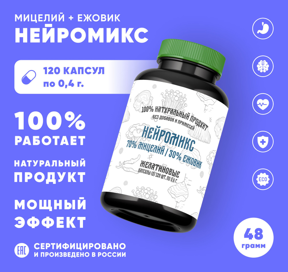 Ноотропный НейроМикс 120 капс. / 48 г. / Желатиновые капсулы - купить с  доставкой по выгодным ценам в интернет-магазине OZON (797282612)