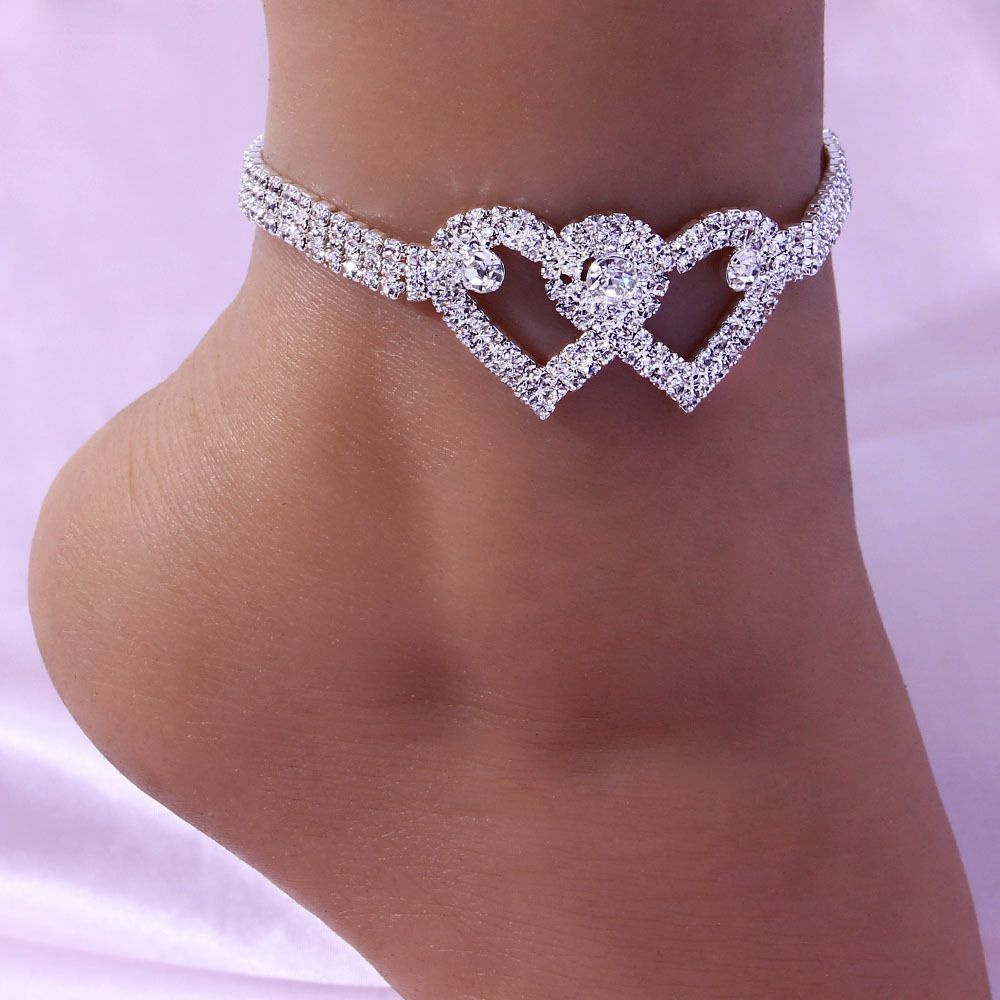 Женский браслет, женский браслет на ногу белое золото серебро, бриллиантовый платиновый кристалл, анклет - купить с доставкой по выгодным ценам в интернет-магазине OZON (941494866)