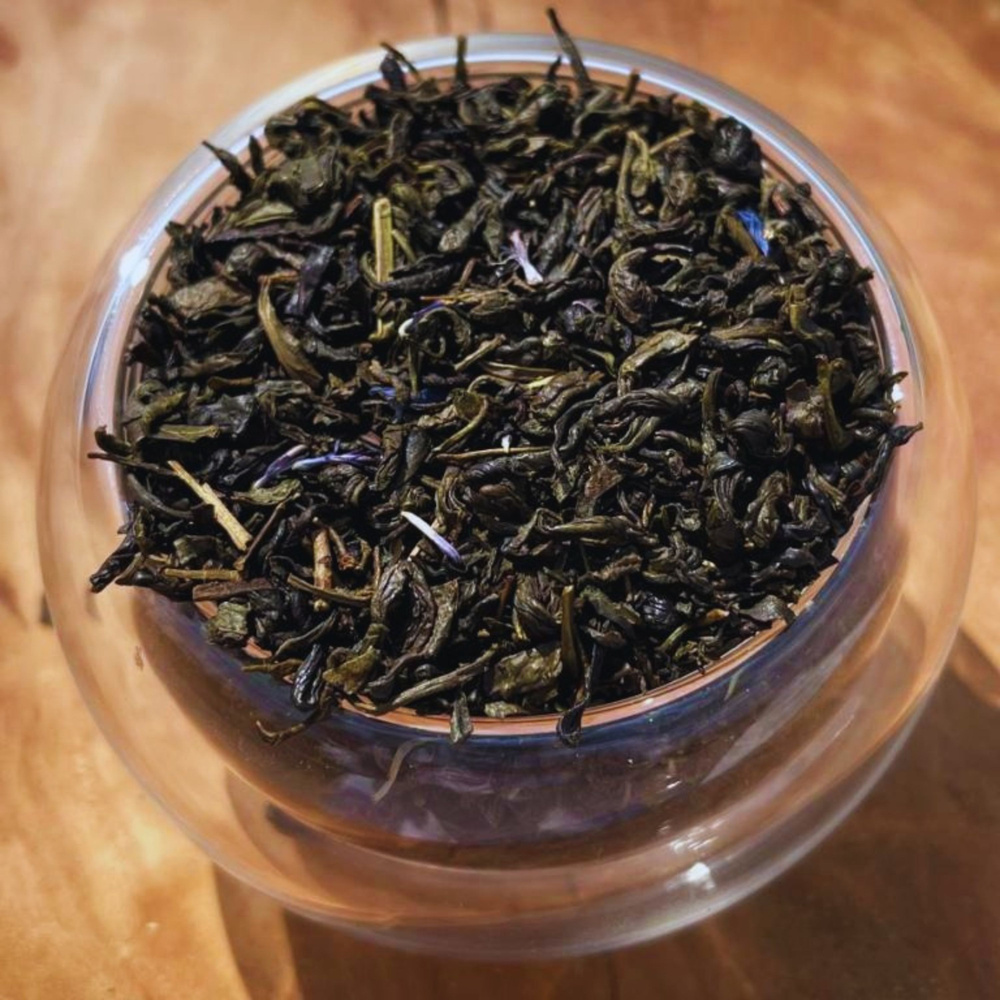 100г Зеленый чай с добавками "Леди Грей": Чун Ми, Лю Лоу, синий василек, масло бергамота, Германия VINTAGE #1