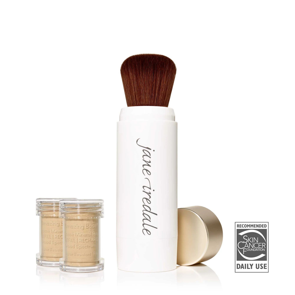 JANE IREDALE Amazing Base Loose Mineral Powder Основа рассыпчатая с кистью. ЦВЕТ AMBER.  #1