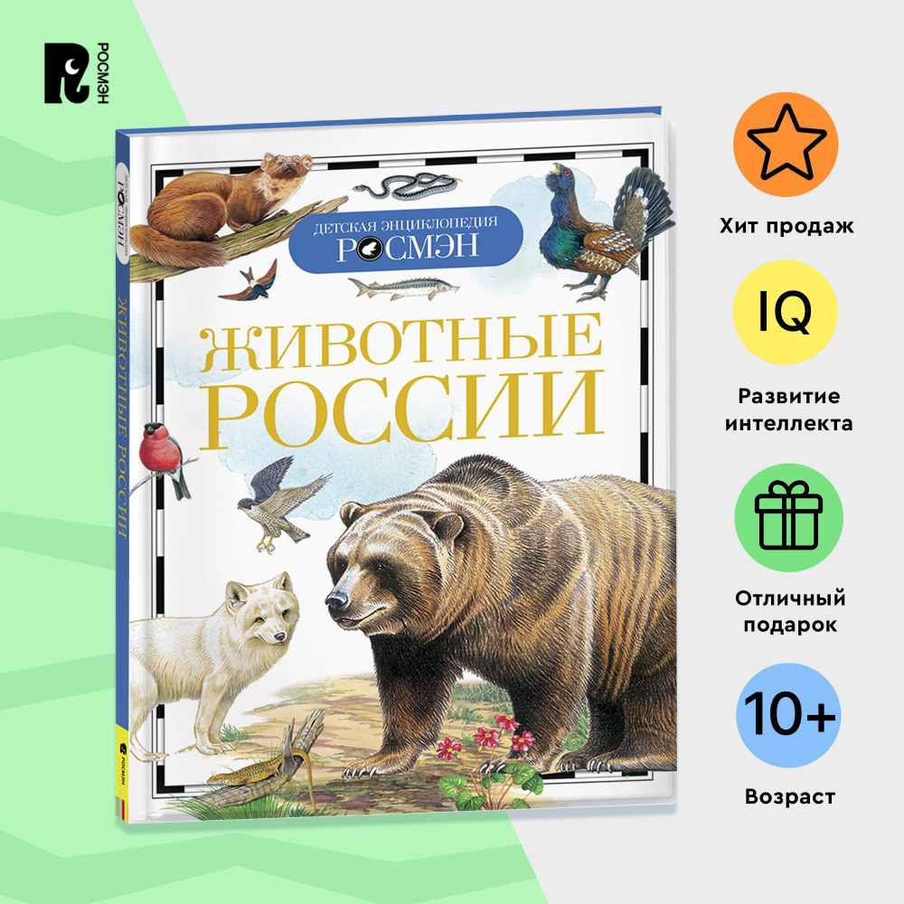 Животные России. Детская энциклопедия РОСМЭН. Обитатели морей, лесов,  степей, гор и тундры. От медведей и китов до оленей и сов. Для детей от  10-ти лет | Травина И. В. - купить с