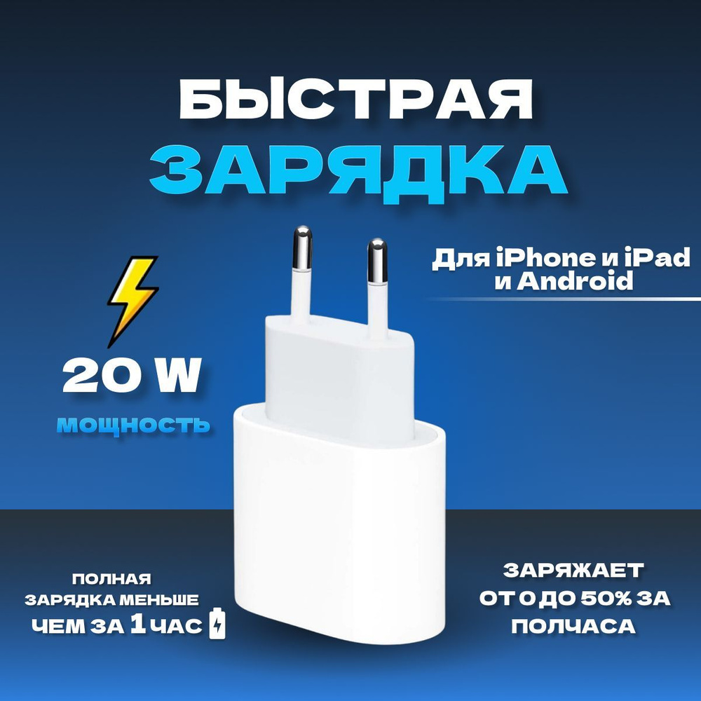 Сетевое зарядное устройство Зарядка для айфона._1_USB Type-C, USB Type-C,  Quick Charge 2.0 - купить по выгодной цене в интернет-магазине OZON  (910395558)