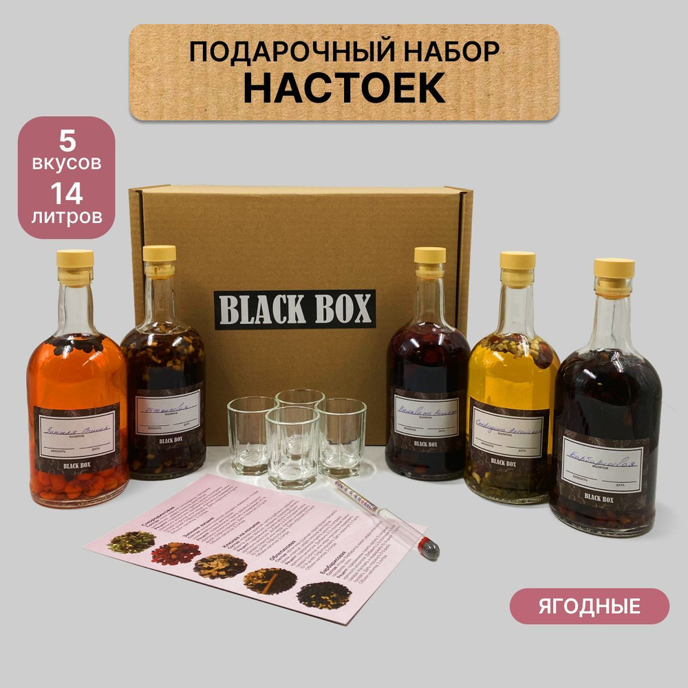 Подарочный набор для приготовления настойки Black Box с бутылками /Подарок  мужчине или женщине с бутылками для приготовления: вишневой, клюквенной,  смородиновой, облепиховой, барбарисовой настоек - купить по выгодным ценам  в интернет-магазине OZON ...