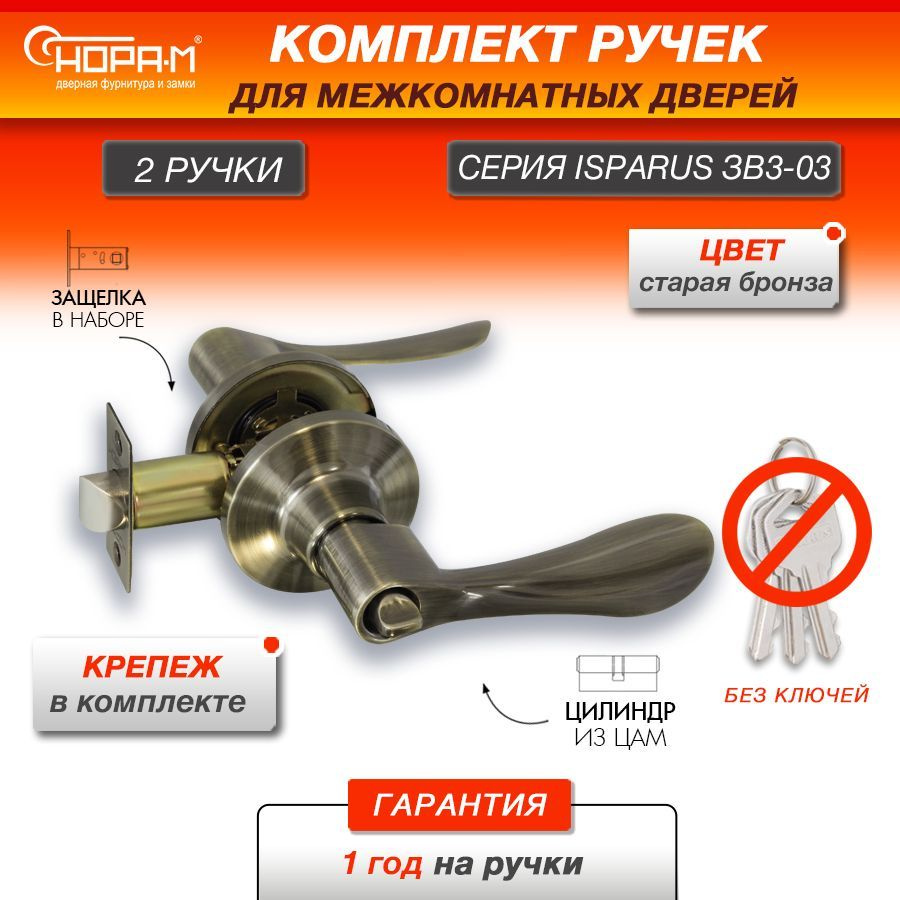 Ручка-защелка НОРА-М ISPARUS ЗВ3-03, нажимная, межкомнатная, фиксатор,  старая бронза - купить по низкой цене в интернет-магазине OZON (801502442)