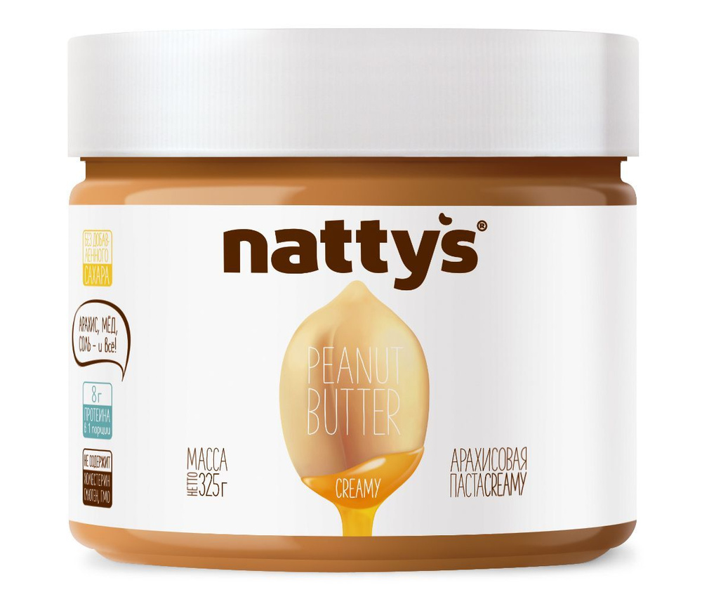 Арахисовая паста Nattys CREAMY с натуральным мёдом, без сахара, 325 г  #1