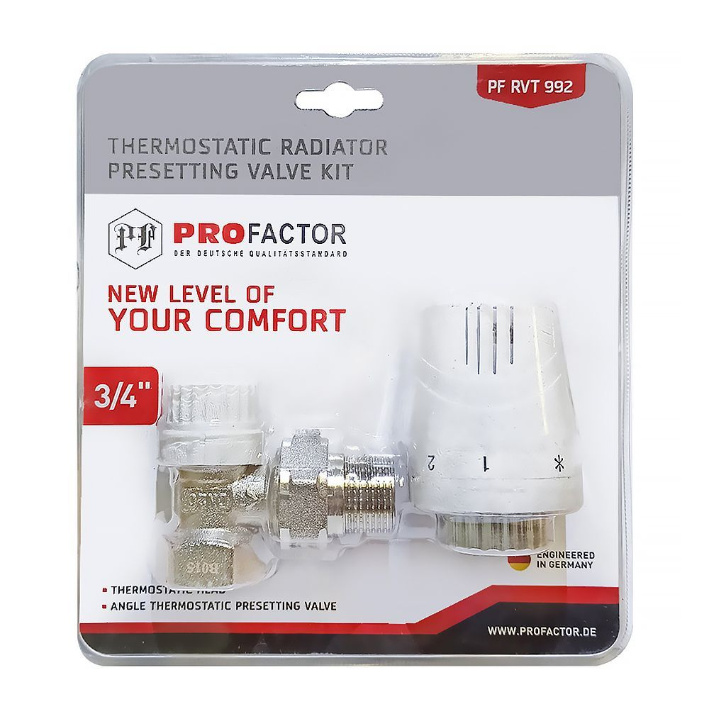 Комплект радиатора PROFACTOR термостатический, угловой, с преднастройкой, 3/4 PF RVT 992  #1