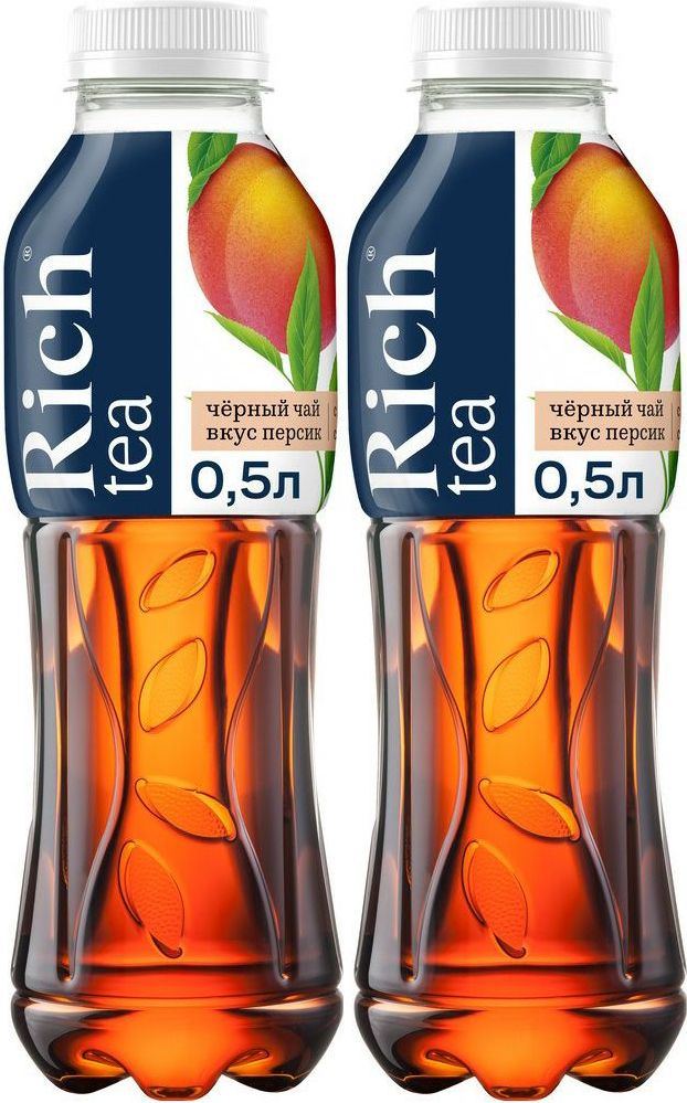 Холодный чай Rich черный с персиком 0,5 л, комплект: 2 бутылки по 0.5 л #1