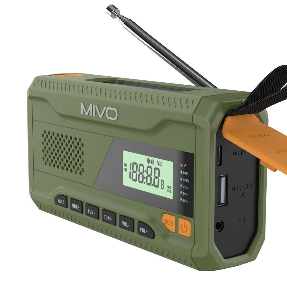 Многофункциональный походный FM радио приемник Mivo MR-001/Зеленый  #1