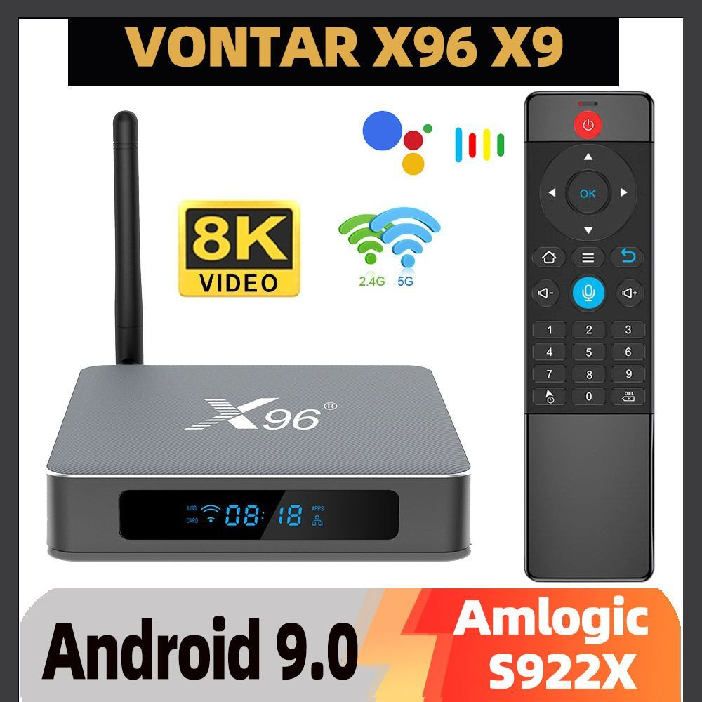 Медиаплеер Vontar X96 X9, USB, RJ-45 Ethernet, DC 5.5 мм, HDMI,  серебристый, Android купить по низкой цене с доставкой в интернет-магазине  OZON (1055630816)