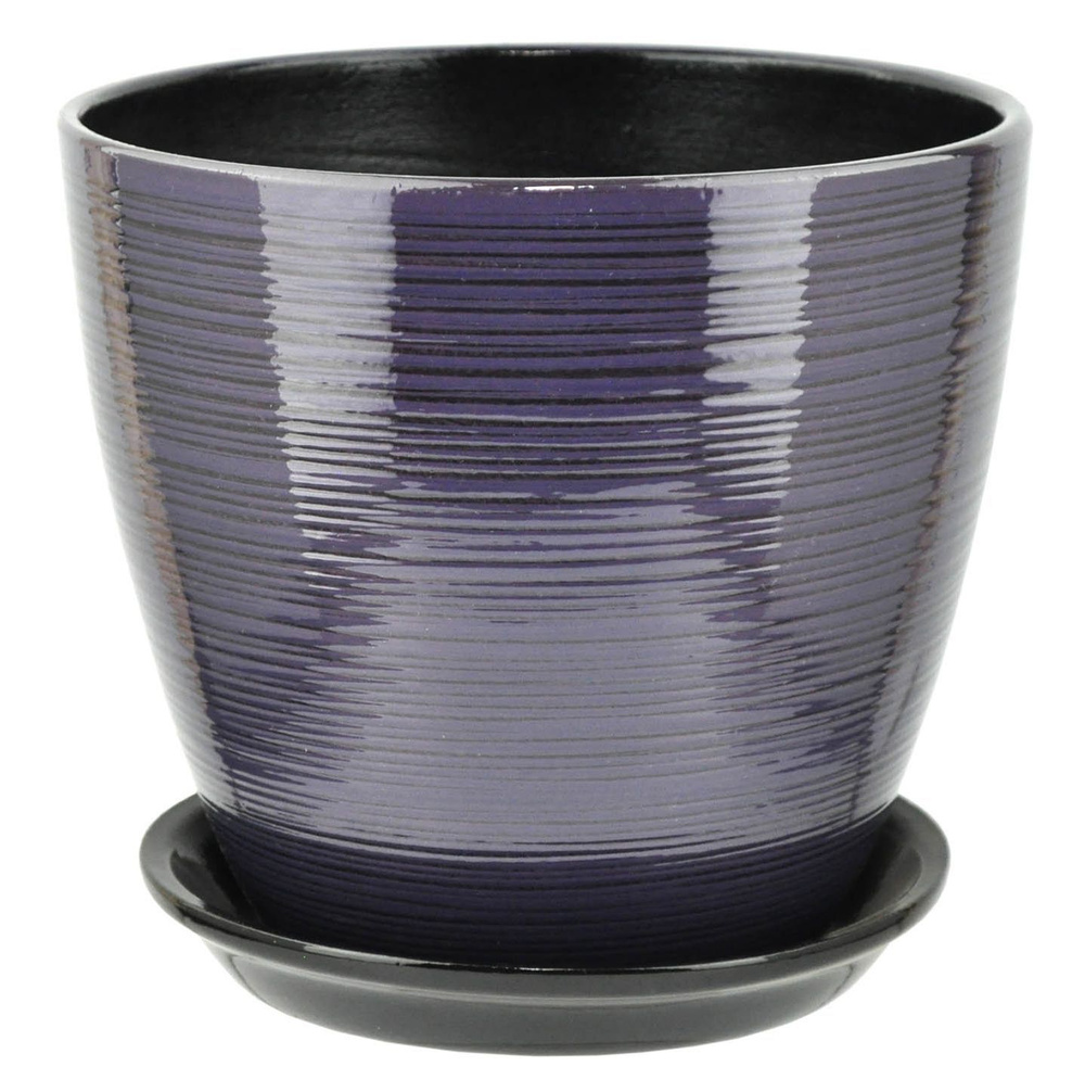 Горшок для цветов, фиолетовый+Дренаж+Удобрение,, 15 см х 15 см, 2 л ...