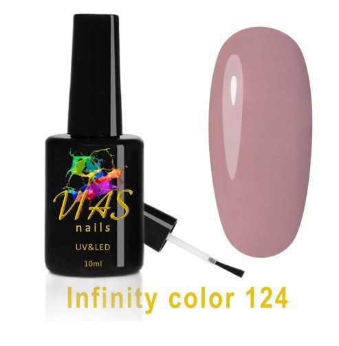 Гель-лак бежево-розовый, пудровый, телесный, нюдовый VIAS nails Infinity color 124  #1