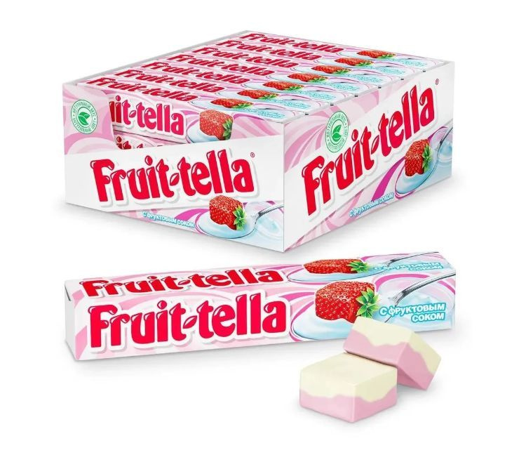 FRUITTELLA Жевательные конфеты со вкусом клубничного йогурта, блок 21 шт по 41 г  #1
