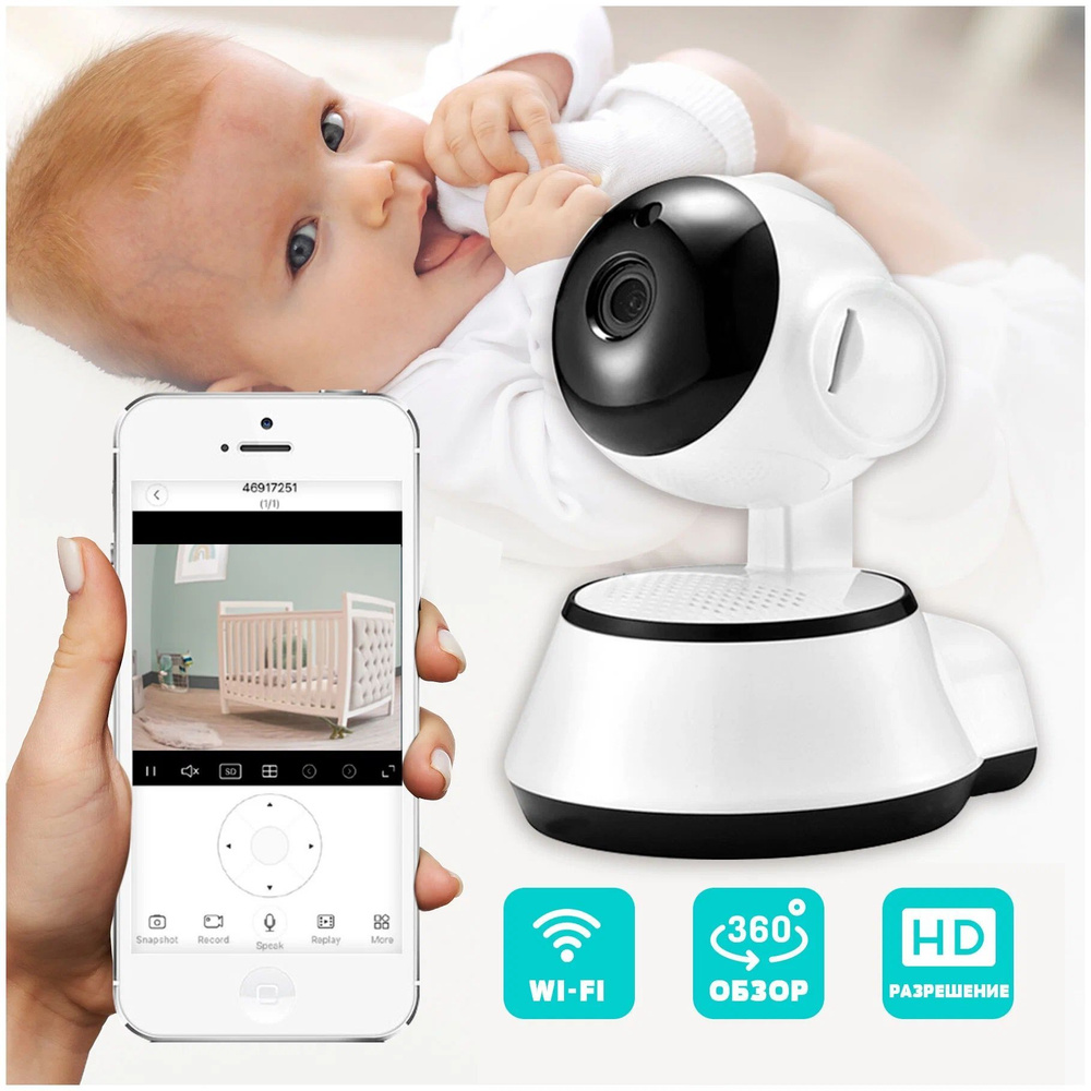 Видеоняня Baby Monitor VB380 с wifi, голосовая активация с вращением 360,  качество изображения HD 720p, поворотная камера, wifi - купить с доставкой  по выгодным ценам в интернет-магазине OZON (1097808042)