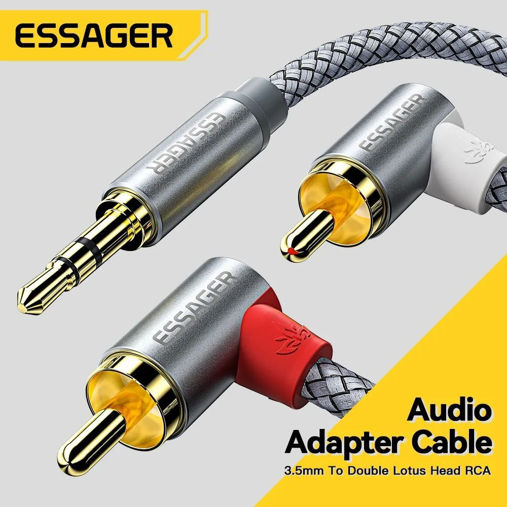 Essager Аудиокабель 3.5 мм/RCA, 3 м, серый #1