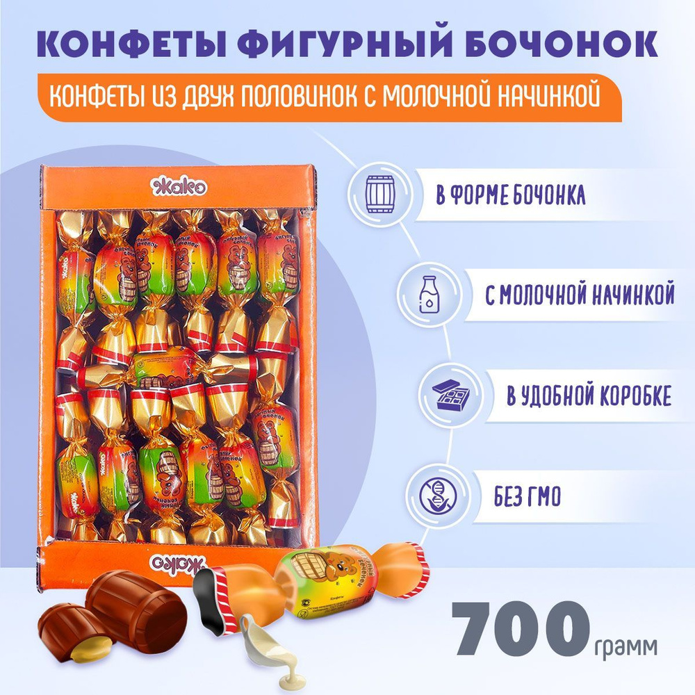 Конфеты Фигурный бочонок 700 грамм Жако