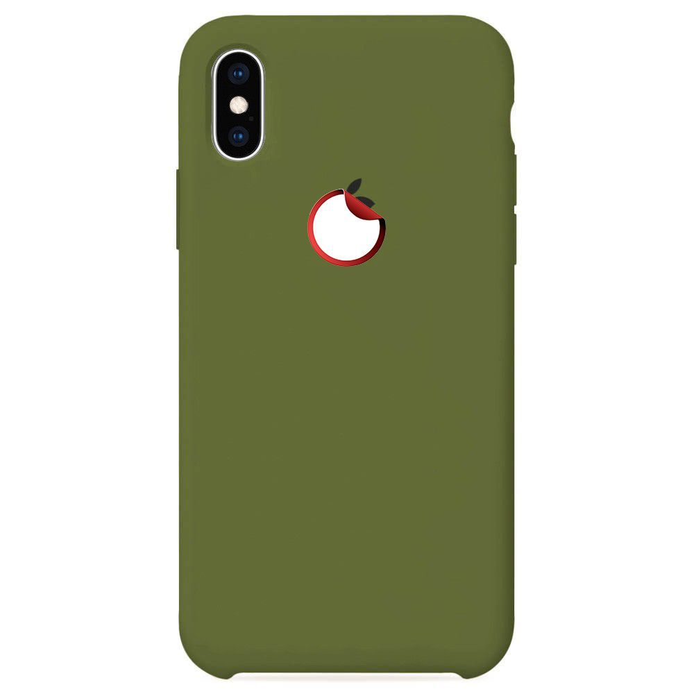 Силиконовый чехол для смартфона Silicone Case на iPhone X / Айфон X с  логотипом, хаки - купить с доставкой по выгодным ценам в интернет-магазине  OZON (1074942623)