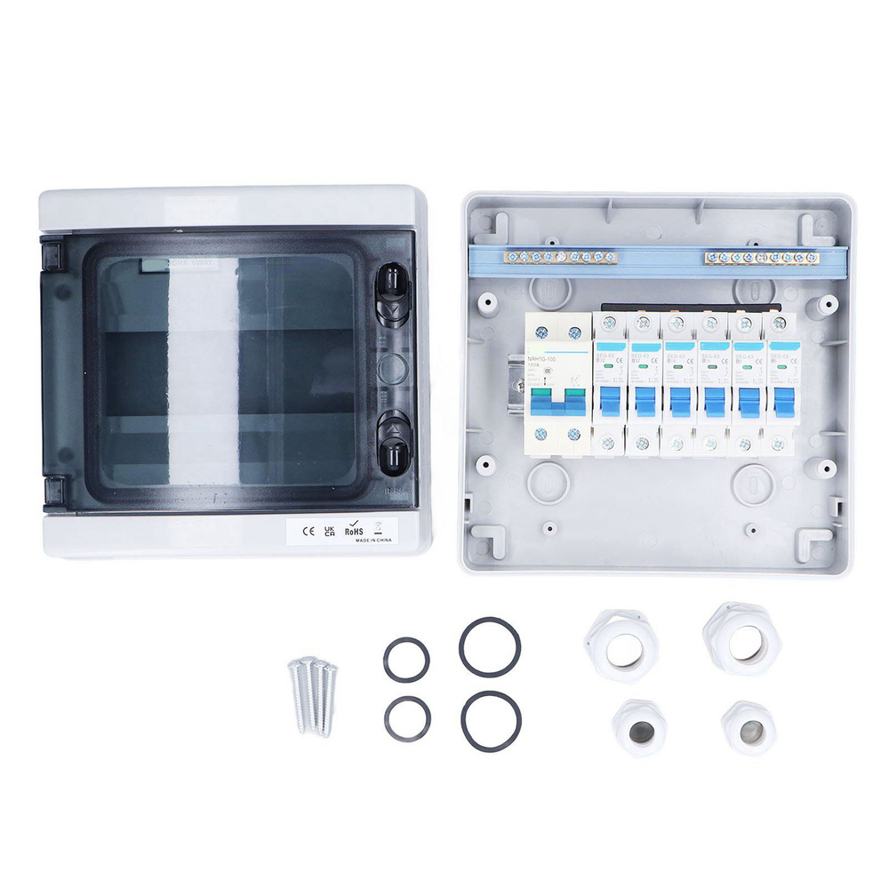 Водонепроницаемая распределительная коробка, 6 MCB (2xB6A+2xB16A+2xB32A),  главный выключатель 100A, 6-контактный, европейский стиль, 230 В - купить с  доставкой по выгодным ценам в интернет-магазине OZON (1498198102)