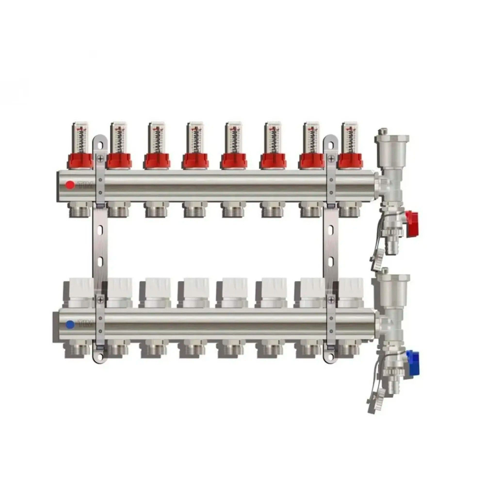Коллекторная группа с расходомер 1х3/4 8-контур TIM KC008 (латунь)  #1