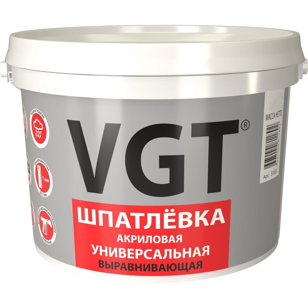 Акриловая универсальная шпаклевка VGT 1,7 кг для наружных и внутренних работ 51477  #1