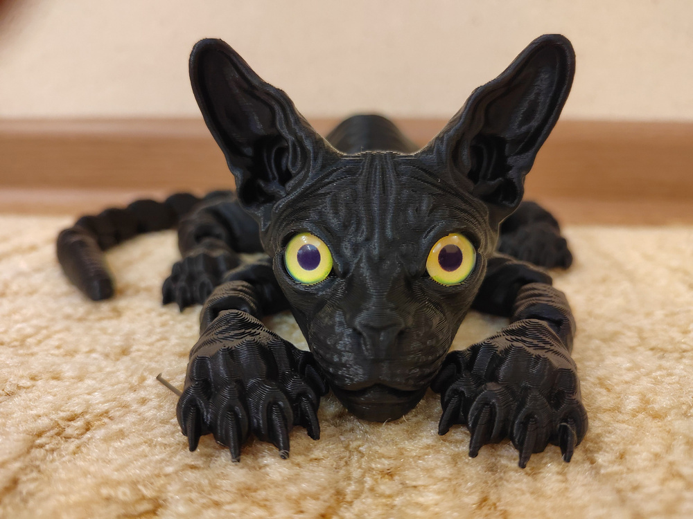 Подвижный кот Сфинкс цв. чёрный - купить с доставкой по выгодным ценам в  интернет-магазине OZON (1224252622)