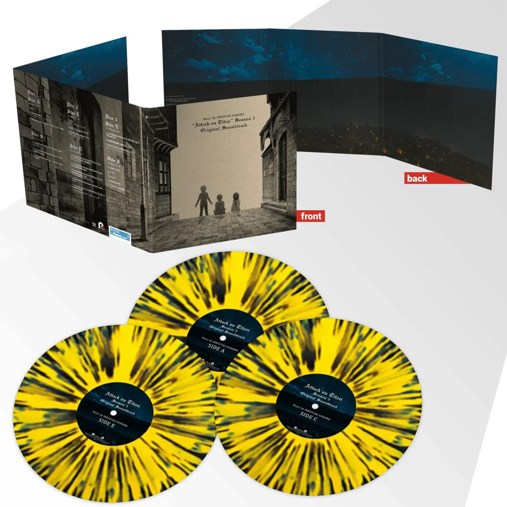 Виниловая Пластинка Hiroyuki Sawano - Attack On Titan Season 3 Soundtrack  Vinyl, LP, Yellow Black Splatter