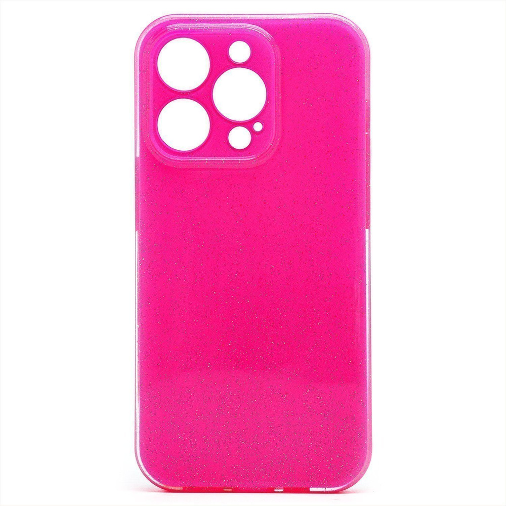 Чехол для iPhone 14 Pro силиконовый с блестками №3 <розовый> #1