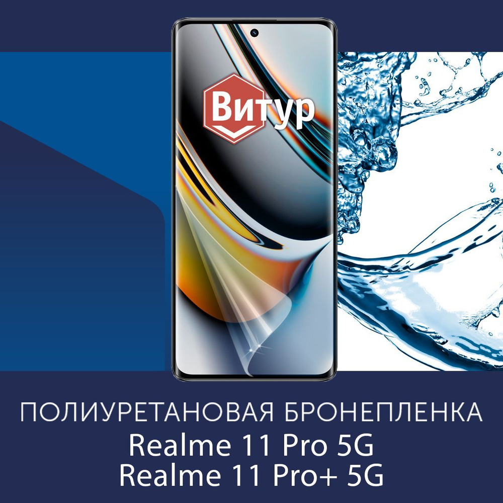 Полиуретановая бронепленка для Realme 11 Pro / 11 Pro Plus+ / 5G / Защитная плёнка на экран, совместима #1