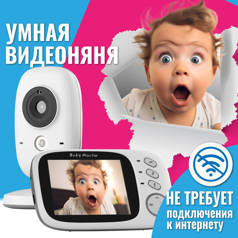 Беспроводная видеоняня Evo Mama с монитором. Радионяня с камерой и  двусторонней связью.