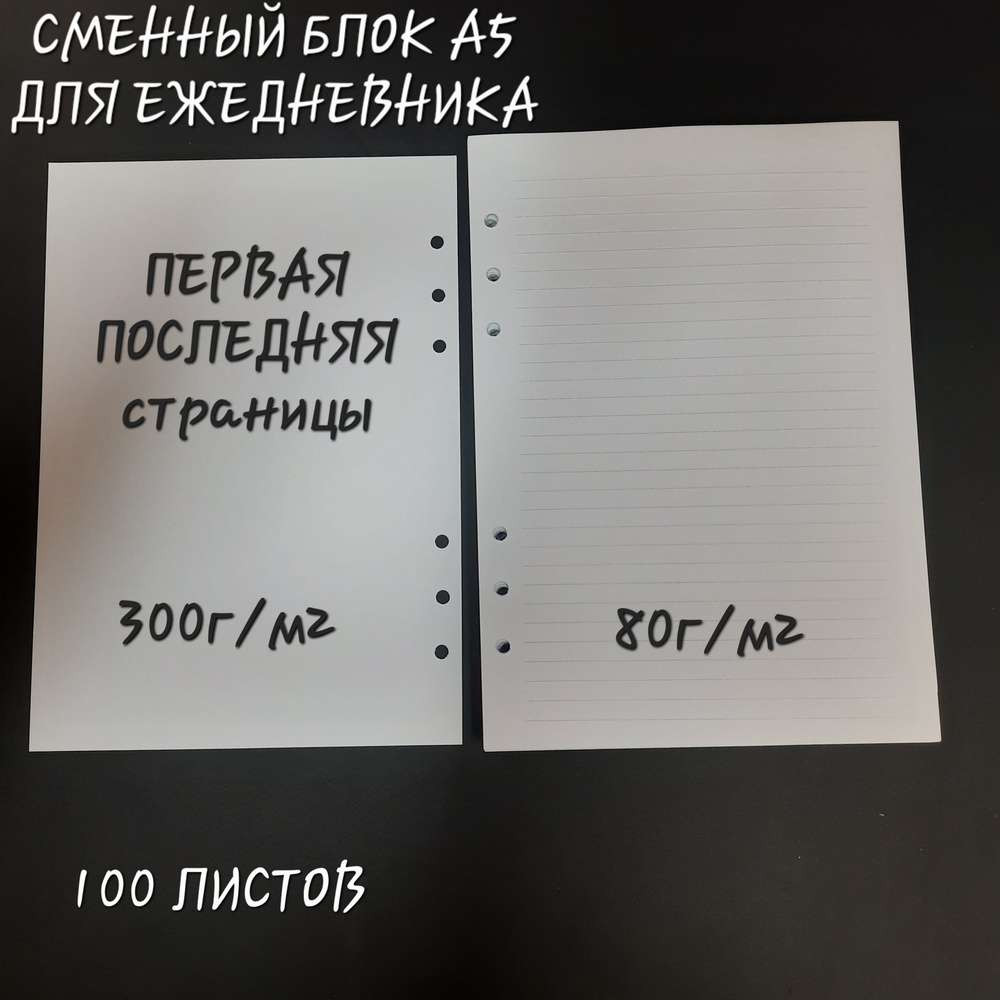 Блок сменный, бумага для ежедневника, блокнота, в линейку. А5, 100 листов.  #1