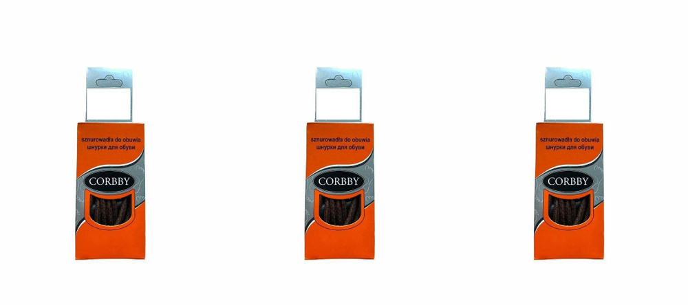 Corbby Шнурки Из хлопка, круглые, толстые, коричневые, с пропиткой, 150 см, 3 упаковки  #1