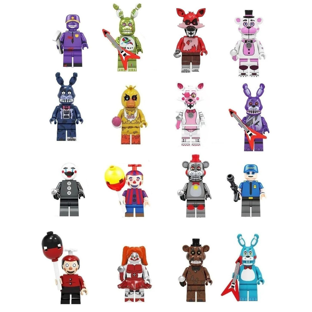 Фигурка деталей совместим с лего Минифигурки ФНАФ (FNAF) 16шт-B ...