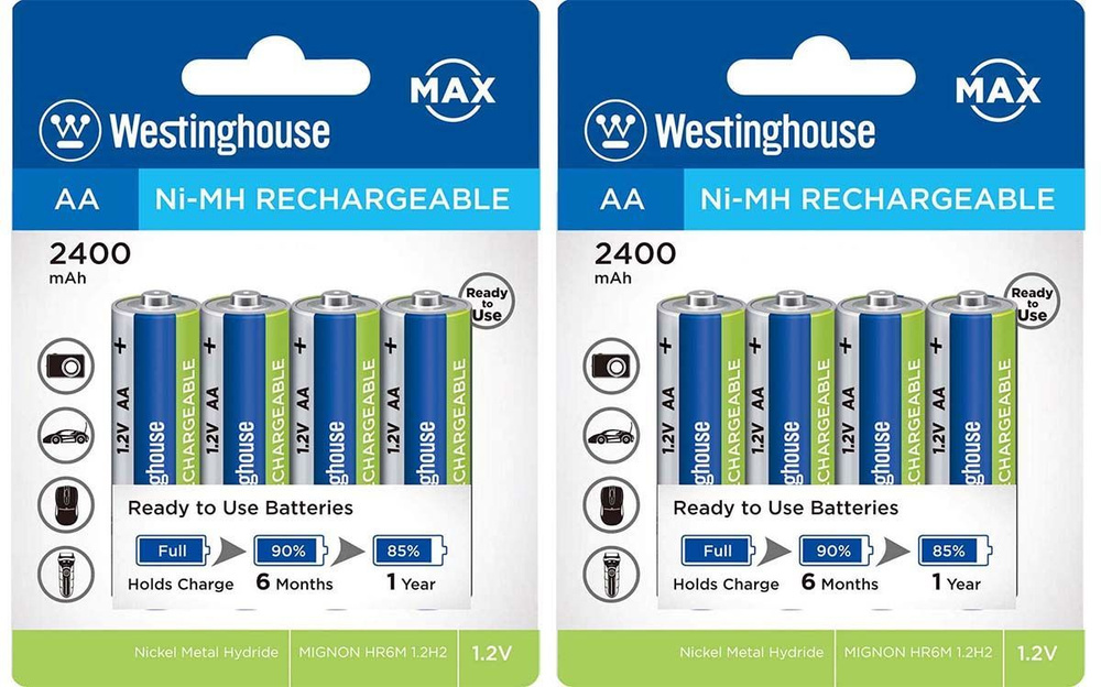 Westinghouse Аккумуляторная батарейка AA, 1,2 В, 2400 мАч, 8 шт ...