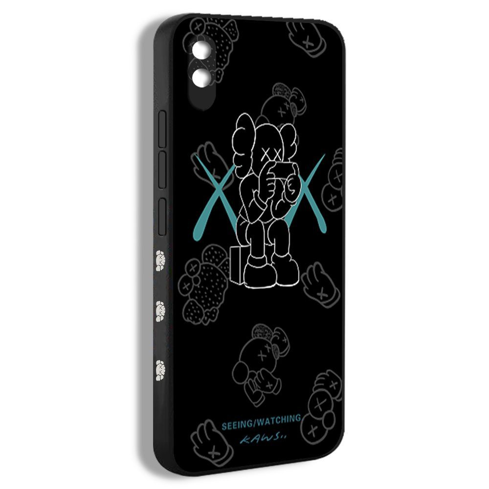 чехол для смартфона Подходит для Xiaomi Redmi 9A Kaws мультфильм медведь  черный дизайн MAA06 - купить с доставкой по выгодным ценам в  интернет-магазине OZON (1186239863)