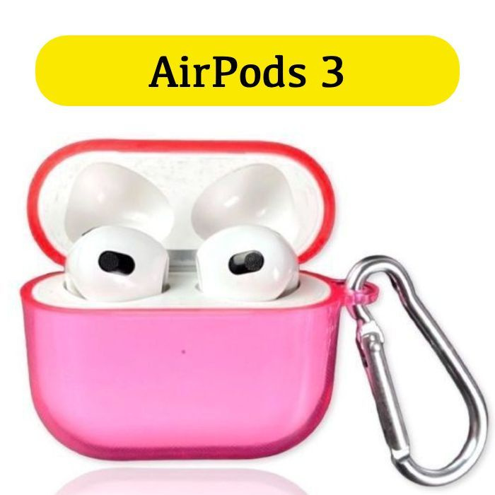 Чехол для AirPods 3 с карабином, розовый полупрозрачный #1