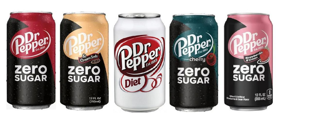 Набор газированных напитков Dr. Pepper Zero, USA / Доктор Пеппер (Без сахара) США / 5 банок по 355 мл #1