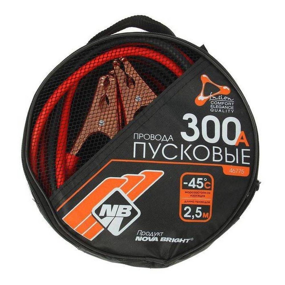 Провода пусковые Nova Bright, 300 А, морозостойкие, в сумке, 2.5 м, 1 ...