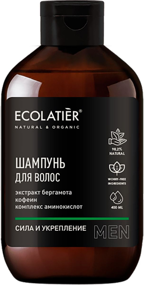 Шампунь для волос мужской Эколатье БИО сила и укрепление, 400 мл ...