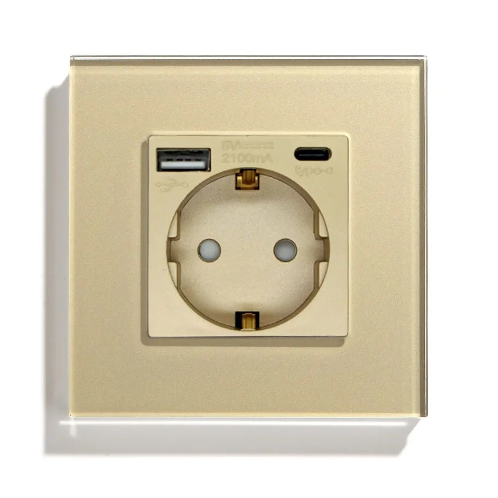 Розетка тройная с USB и type-C входами, в стандартный подрозетник 65-68 ...