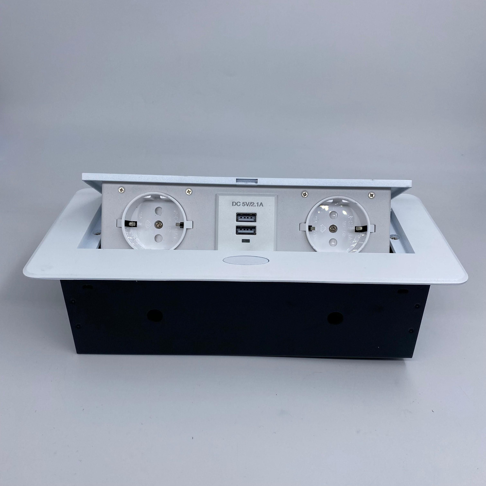 Встраиваемая выдвижная розетка для столешницы на 2 ЕВРО и USB ...