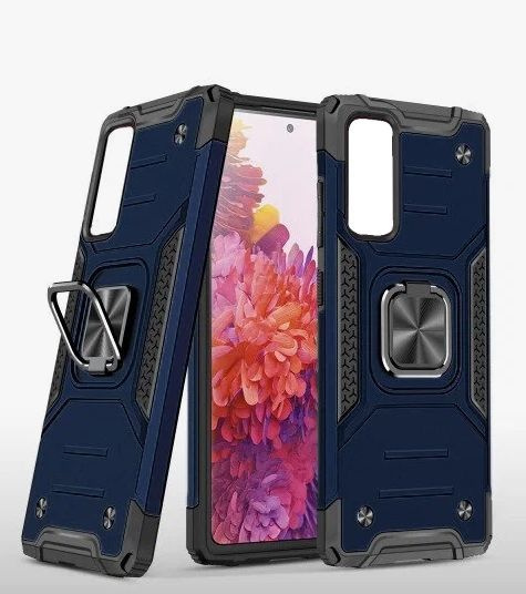 Противоударный чехол для Xiaomi Redmi Note 12 5G синий с пластиной для магнитного автодержателя и кольцом #1