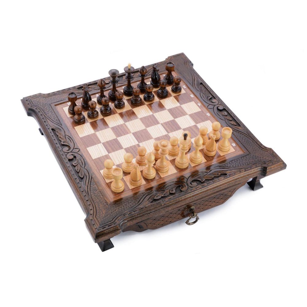 Шахматы резные в ларце с ящиками "Simba" 40, Harutyunyan #1