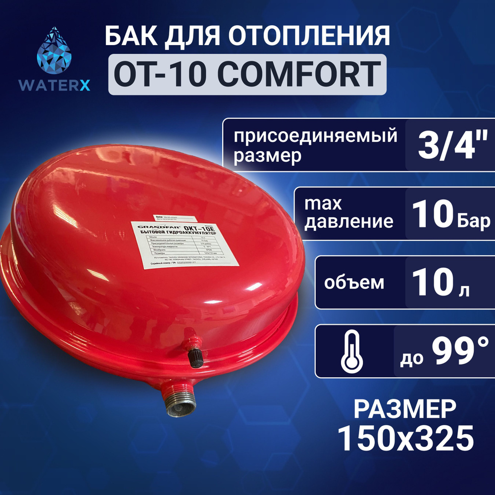 Бак расширительный COMFORT OT-10 для системы отопления (плоский)