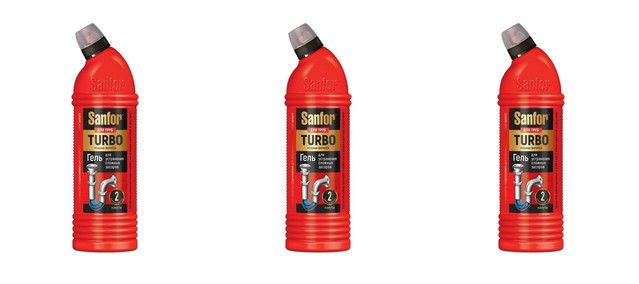 Sanfor, Гель для труб Turbo, 1000 мл, 3 шт - купить с доставкой по ...