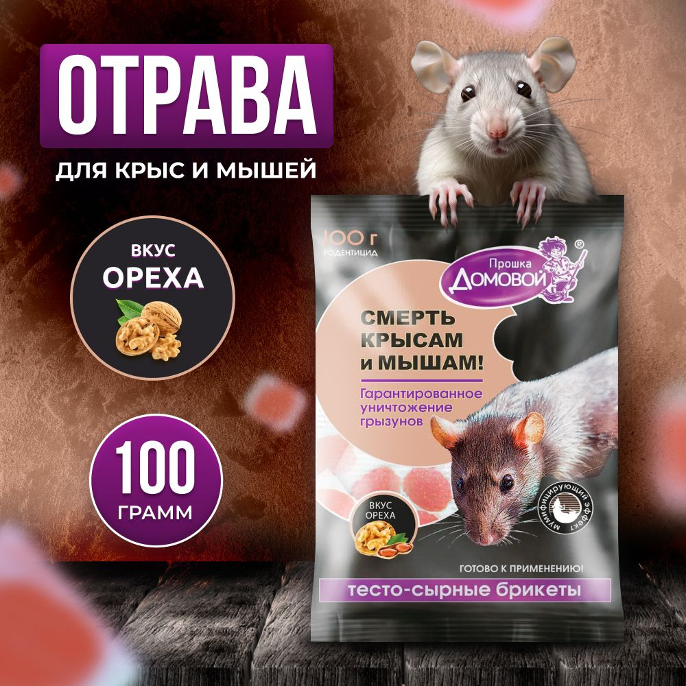 Домовой Тесто-сырные брикеты со вкусом Ореха 100 гр для мышей, крыс и  грызунов - купить с доставкой по выгодным ценам в интернет-магазине OZON  (1263284604)