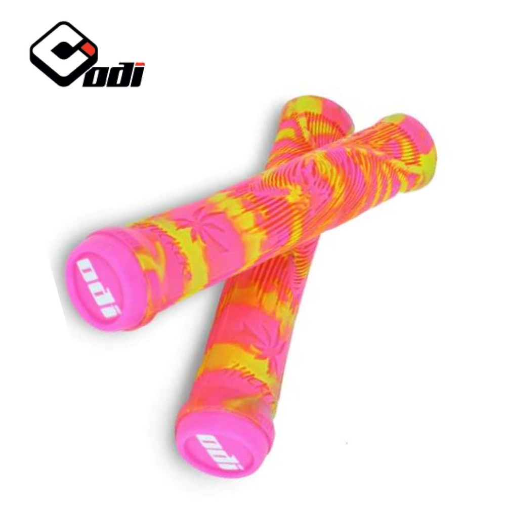 Грипсы ODI Hucker 160мм жёлто-розовые для BMX, самоката #1