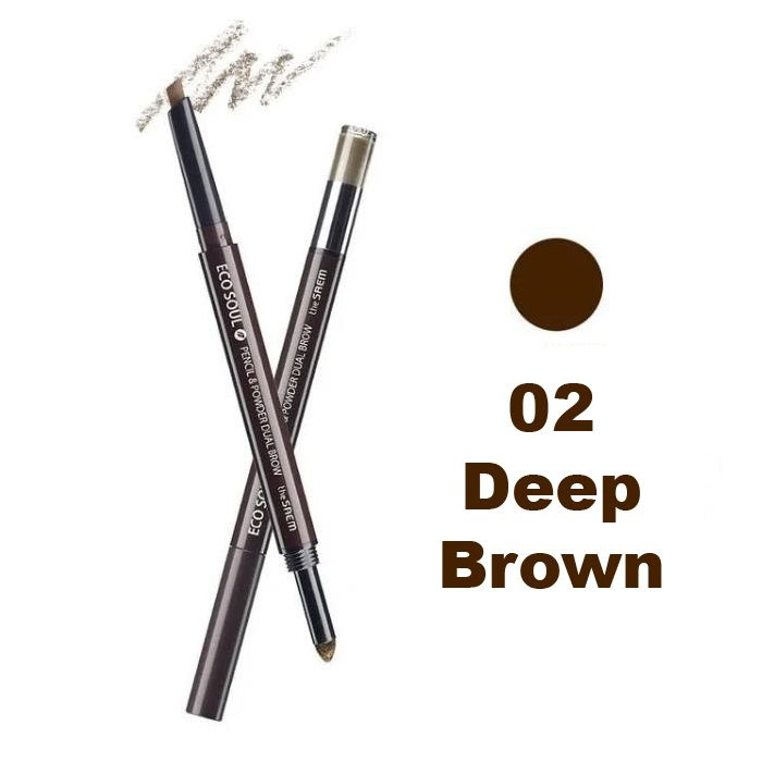 The Saem Двойной карандаш-пудра для бровей 0,5г*0,3г Eco Soul Pencil & Powder Dual Brow, оттенок 02 Deep #1